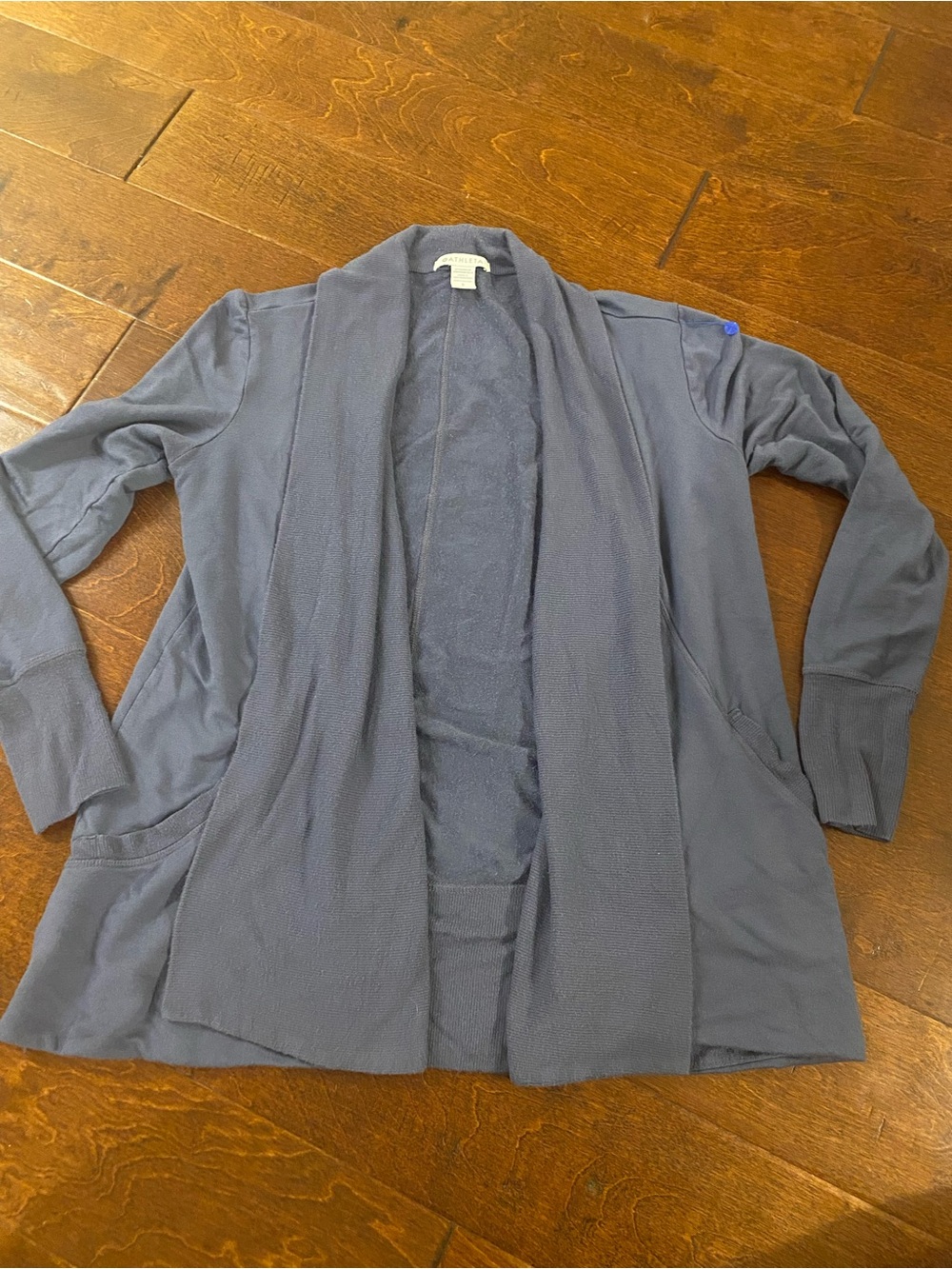 Athleta Pranayama Open Front Wrap Cardigan Sweater Blue Gray Size Small